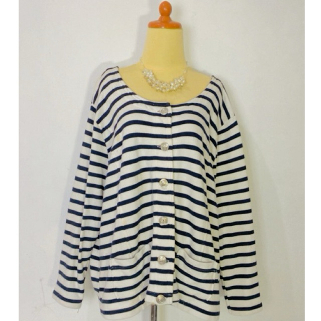 Coat blazer luaran outer blouse blus wanita vintage korean look motif garis garis salur premium warn