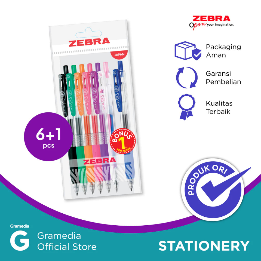 

(Original) Gramedia Pekanbaru - Ballpen Zebra Sarasa Clip 0.5Mm Set 6Pcs Free 1 Pcs Black