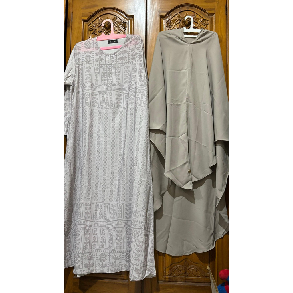 preloved gerai hawa set khimar Gamis Udella motif edisi Jordan By Gerai Hawa