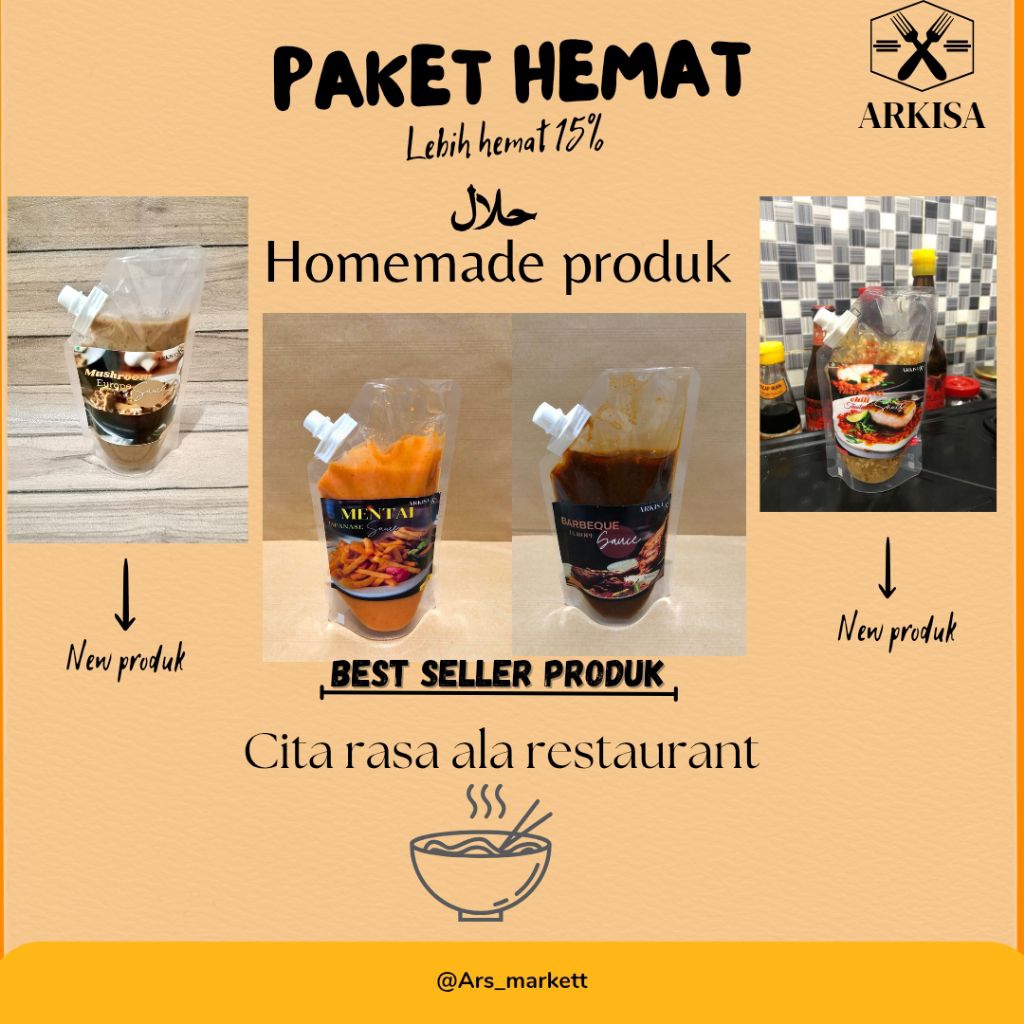 

Paket hemat all varian // Saos saus mentai barbeque mushroom thai sweet chili bangkok