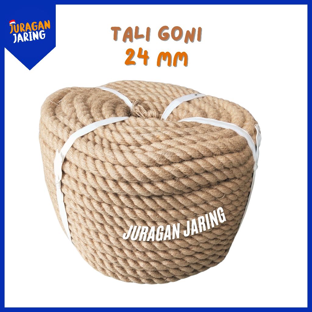 

Tali tambang Goni 24 mm jute sisal Dadung besar METERan untuk tarik tambang, dekorasi, kreasi, angkat barang