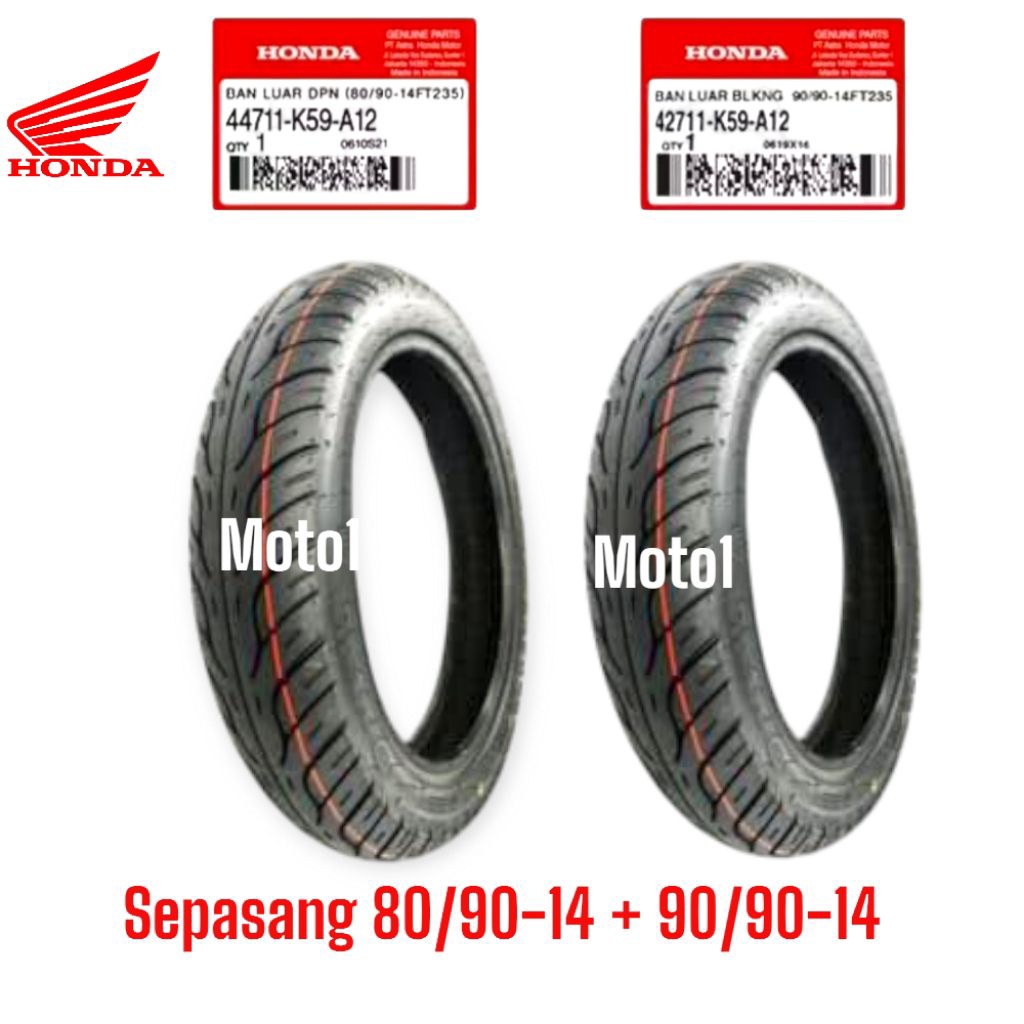 Promo Sepasang - Ban Honda Matic 80/90-14 Dan 90/90-14 Tubeless Original Termurah