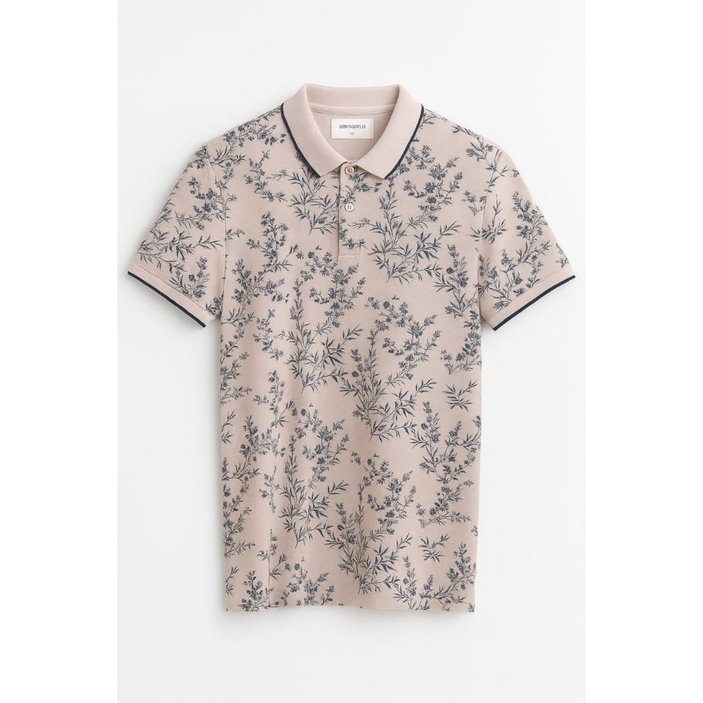 Kemeja Polo Pria Motif Bunga – Casual Elegan