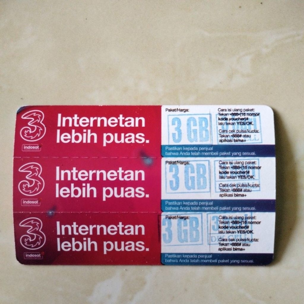 voucher Tri 3gb 3 hari