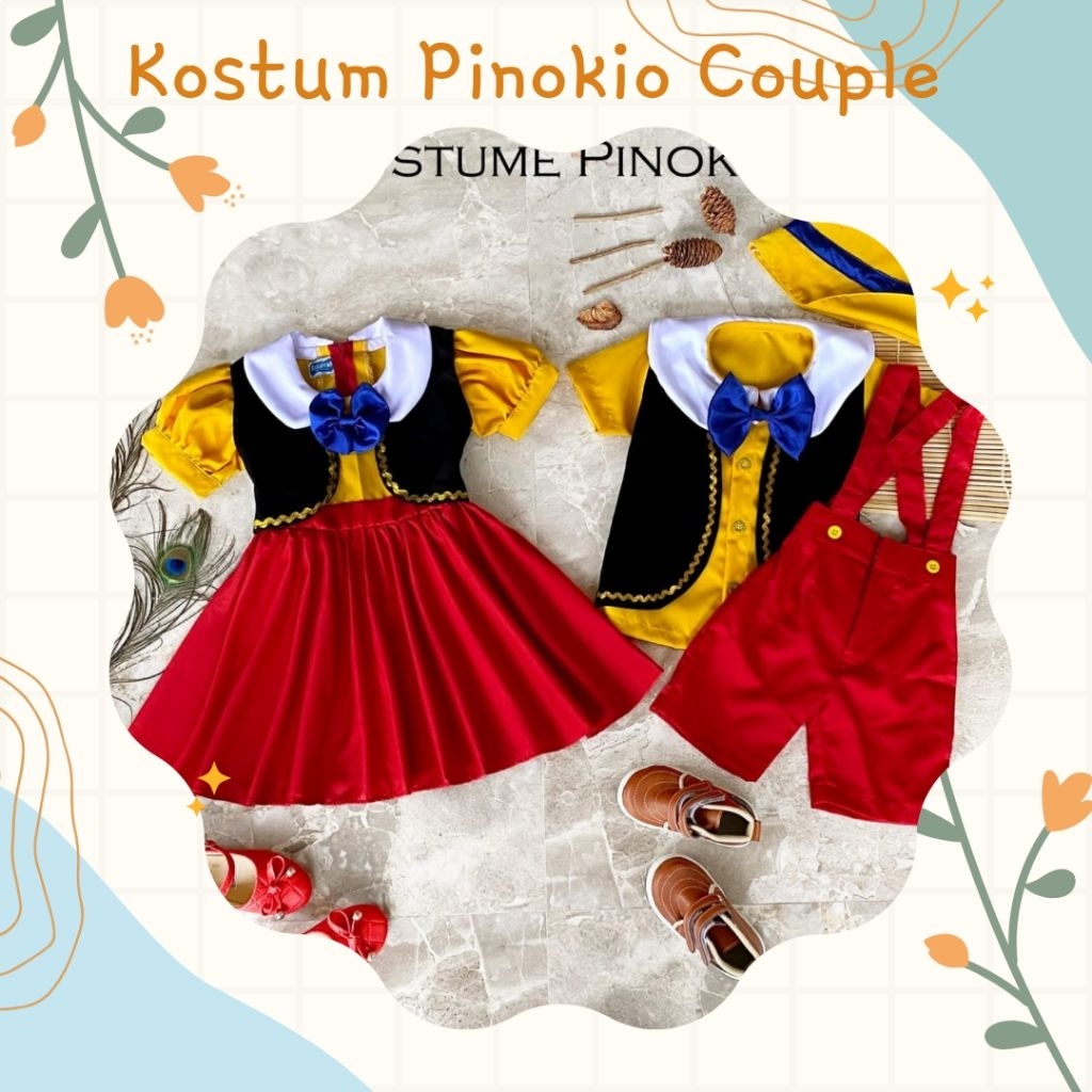 Baju Pinokio/Setelan Cowok Pinokio/Dress Pinokio/Kostum Tema Pinocchio/Kostum Animasi Pinokio