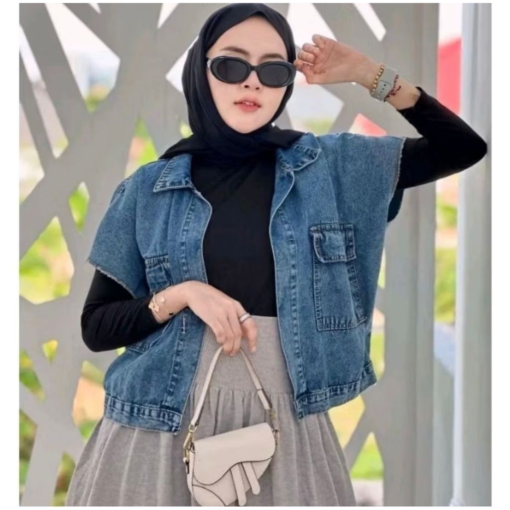 Atasan Rompi Wanita Jeans Premium/Rompi Wanita/Rompi Kekinian Best Seller