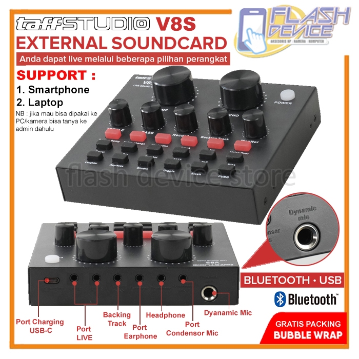 Soundcard Mixer Taffstudio V8S Bluetooth Live Broadcast Mic Headset Original