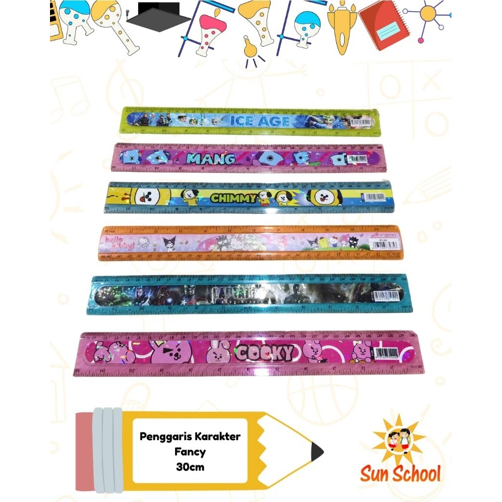 

Penggaris Fancy 30 cm karakter avenger sanrio chimmy iceage