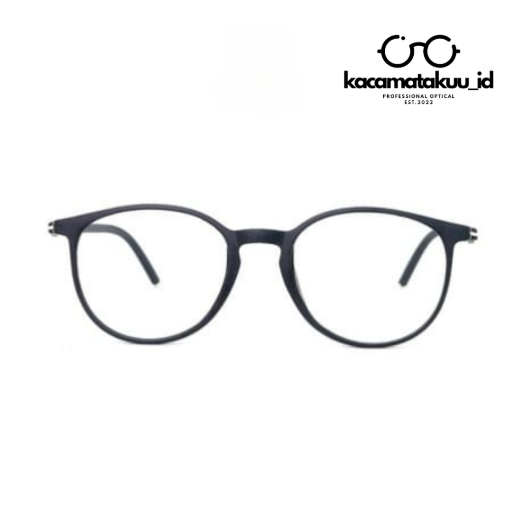Kacamata Frame  Bulat Plastik Kokoh Pria Wanita Silinder Minus Normal Woody