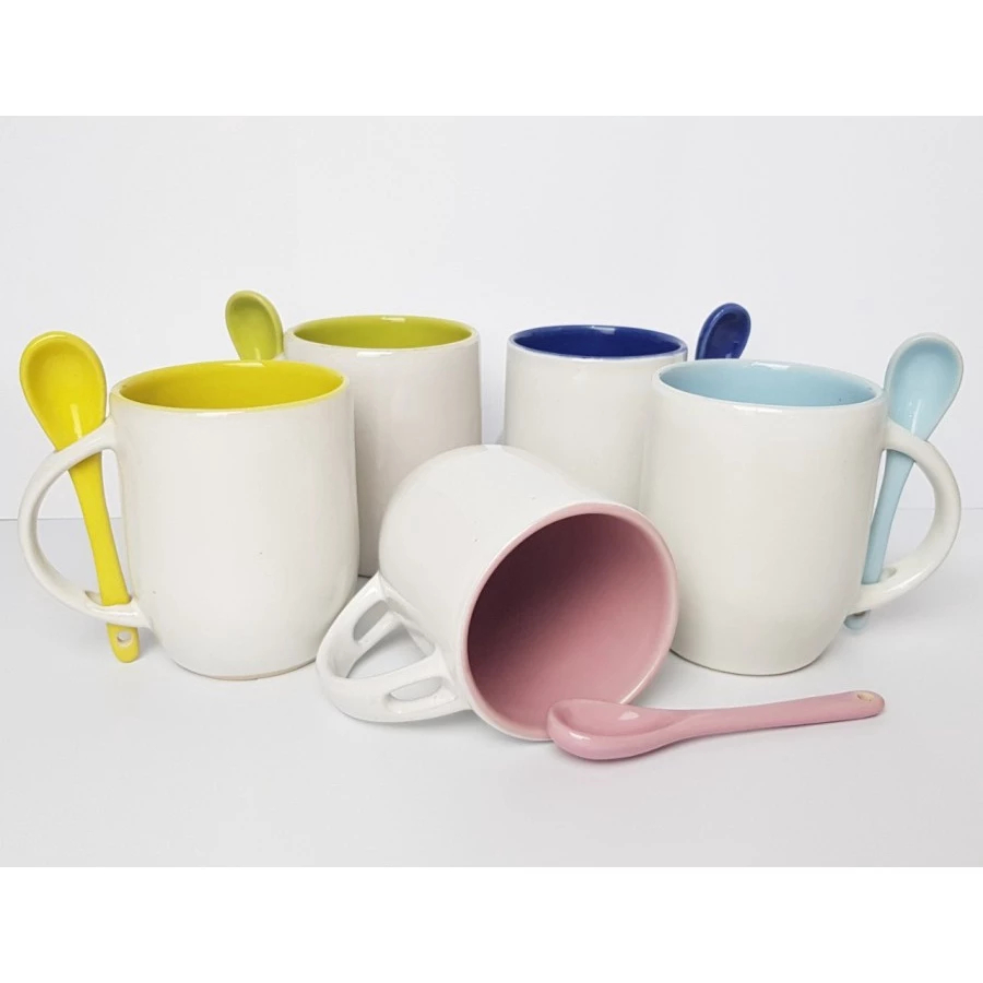 Mug Sendok Polos Coating Warna