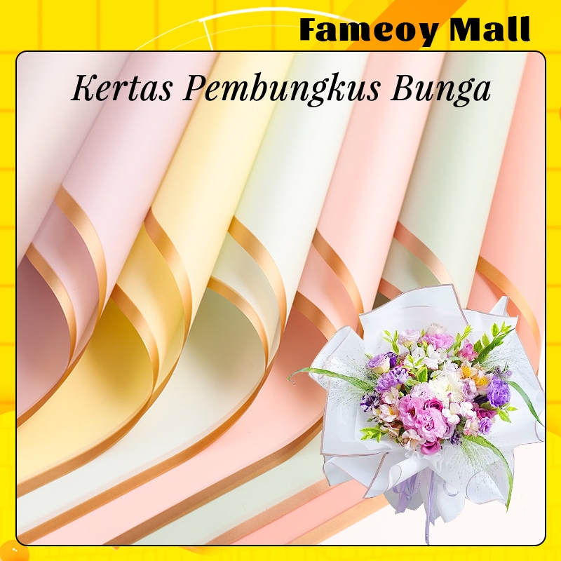 

(1 PACK ISI 20 LEMBAR) Kertas Bunga Buket List Gold Emas Cellophane / Flower Wrapping Pack List Gold