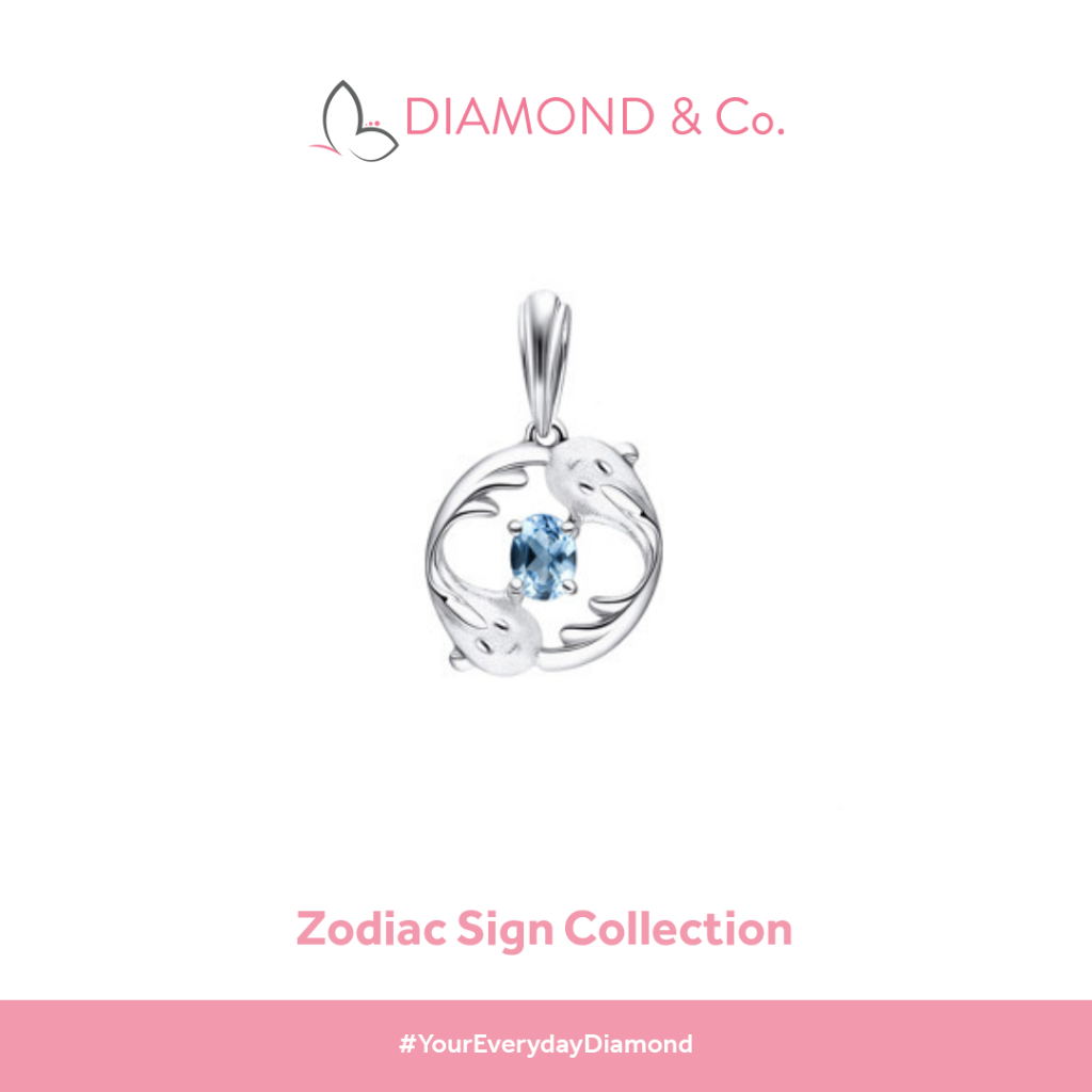 Diamond & Co - Liontin Wanita Elemate Topaz Biru Muda Pisces S119-DPS0402