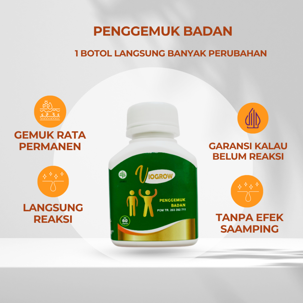 Herbal Suplemen Viogrow Obat gemuk Permanen Penggemuk badan herbal alami serta penambah nafsu makan 