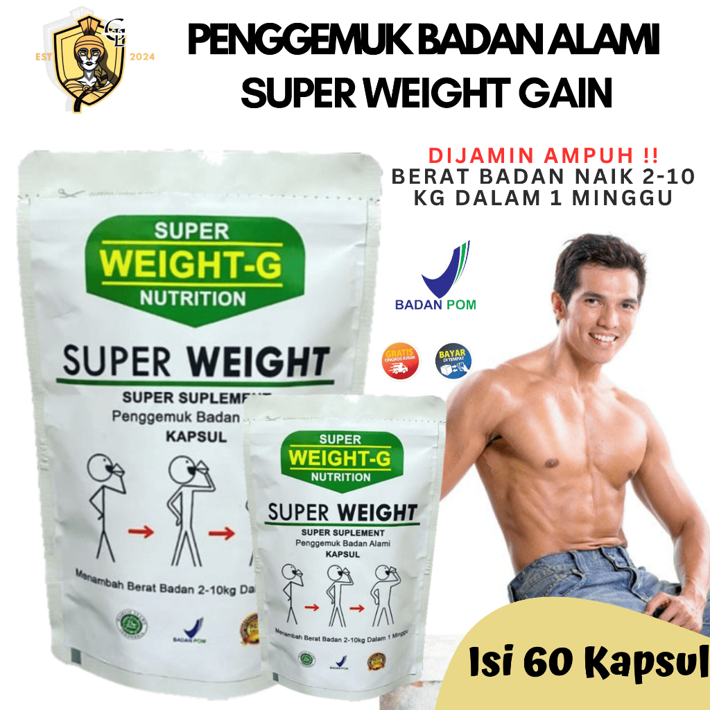 Suplemen Super Weight Gain Menambah Massa Otot Susu Penambah Berat Badan Kapsul Whey Protein Full