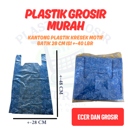 KANTONG PLASTIK KRESEK MOTIF BATIK 28 CM ISI +-40 LBR