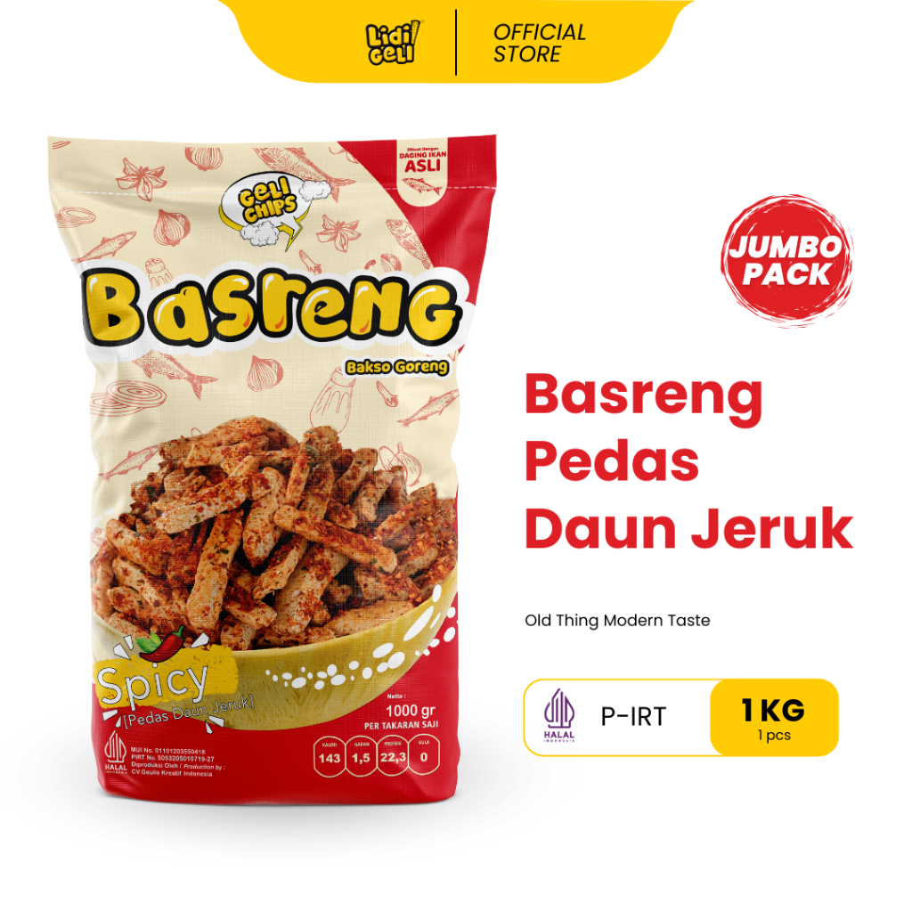 

Geli Chips - Basreng 1 Kg Spicy Pedas Gurih Daun Jeruk Camilan Kering (Bakso Goreng) Basreng Kiloan