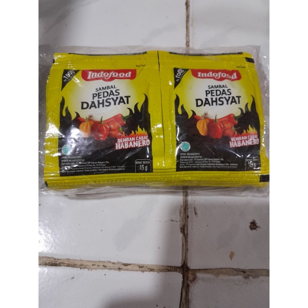 

Indofood Sambal Pedas Dahsyat Dengan Cabai Habanero Renceng 15gr X 10 Sachet