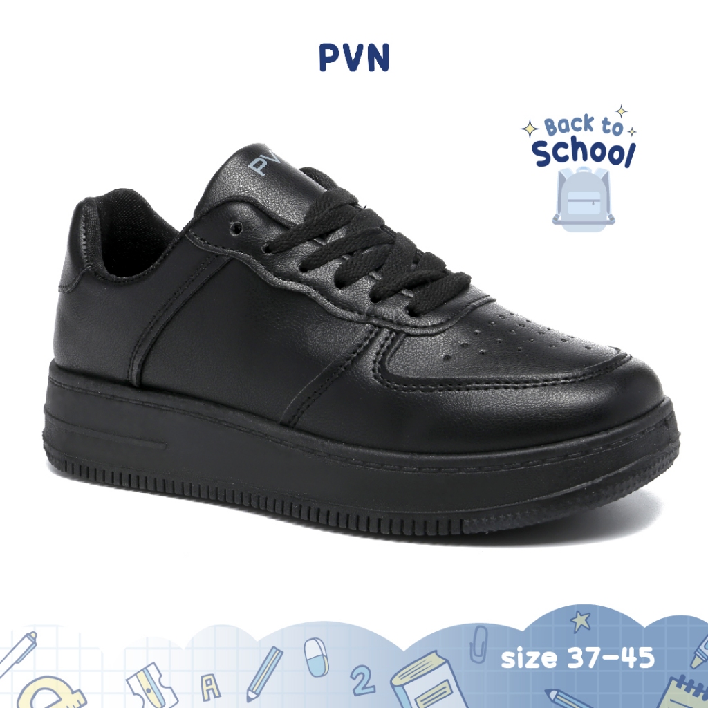 PVN Hana Sepatu Sekolah Hitam Sneakers Wanita Sport Shoes Black Black 333
