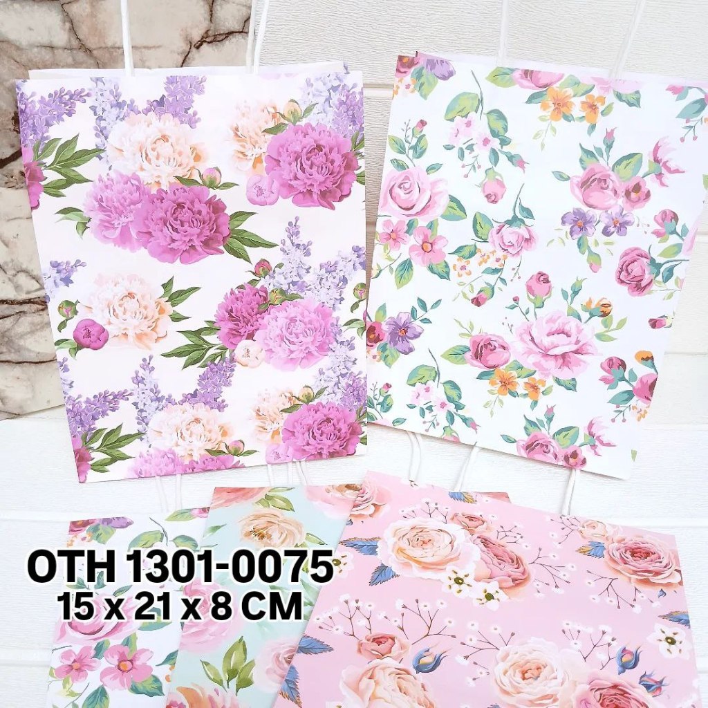 

OTH 1301-0075 - ISI 12 TAS PAPERBAG PORTRAIT UK 15X21X8 MTF COLORFUL FLOWER