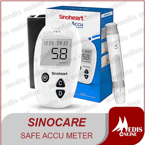 ALAT TES GULA DARAH SINOCARE SINOHEART SAFE ACCU METER SINOCARE ALAT GULA