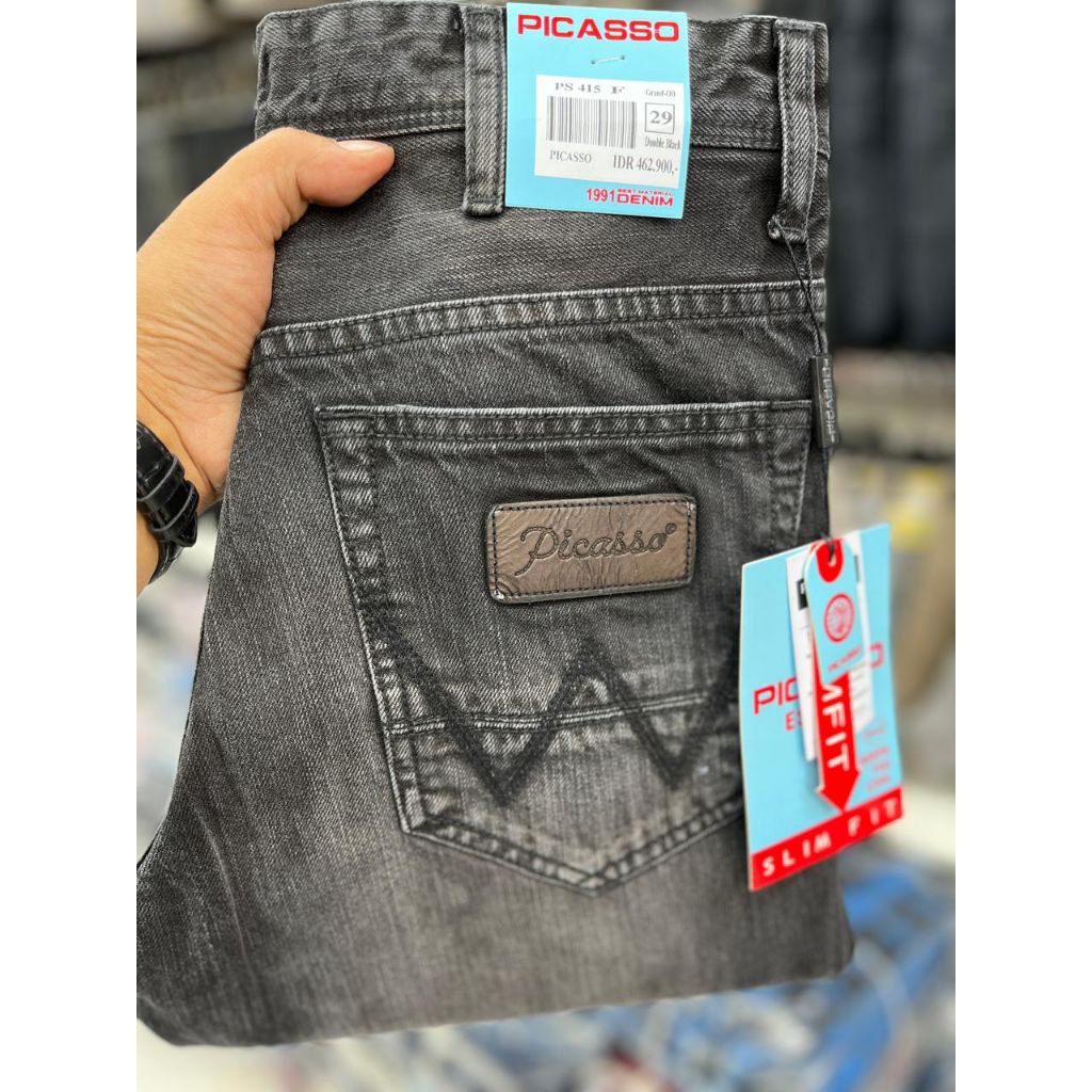 Picasso W Tidak Karet/Non Stretch] Celana Jeans Picasso Denim Panjang Pria/Laki-Laki Cowok