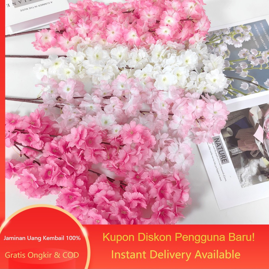 Bunga Sakura Panjang 1.1 Meter - Bunga Sakura Hias - Bunga Sakura Buatan - Bunga Palsu - Bunga Plum 