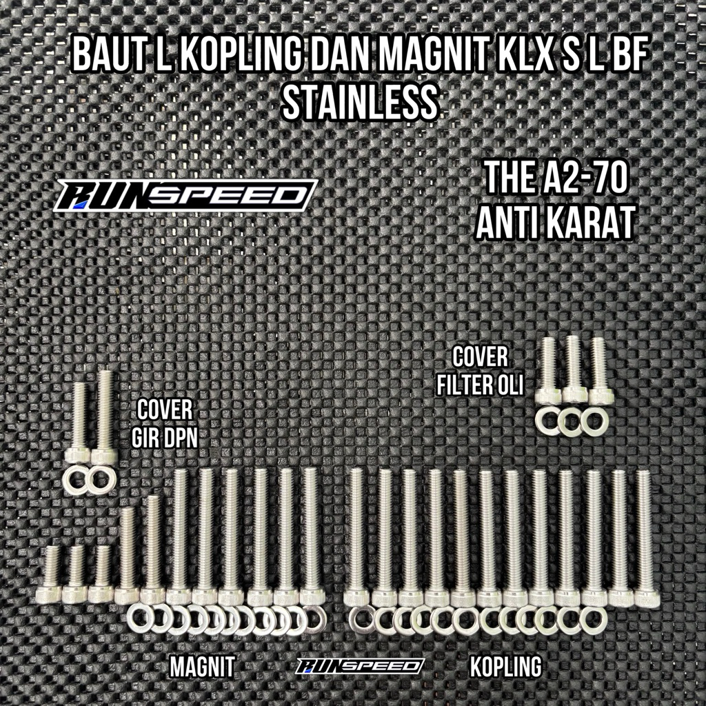 Baut l stainless blok mesin kanan kiri KLX Baut kalter kopling dan magnit klx