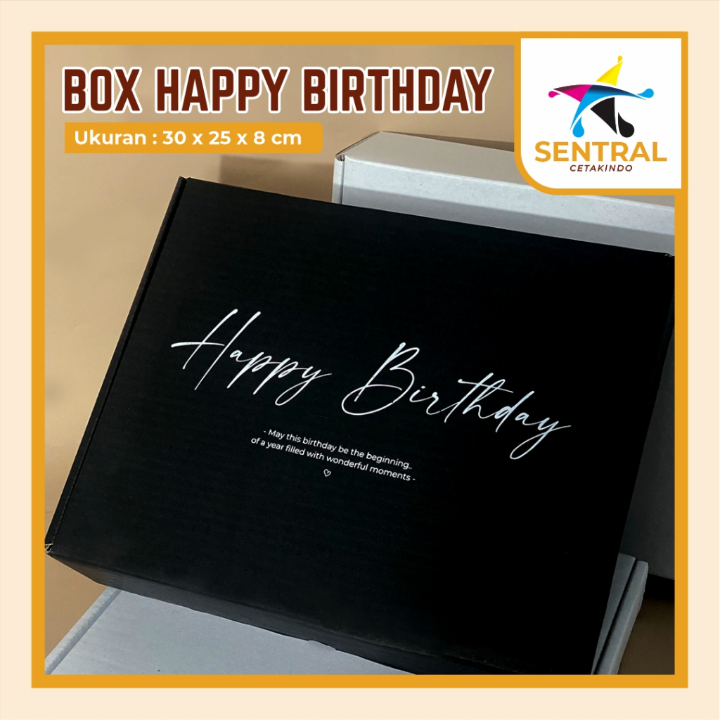 

Box Kado Corrugated Happy Birthday / Giftbox / Box Hadiah Ukuran 30 x 25 x 8 cm PRINTING BOX