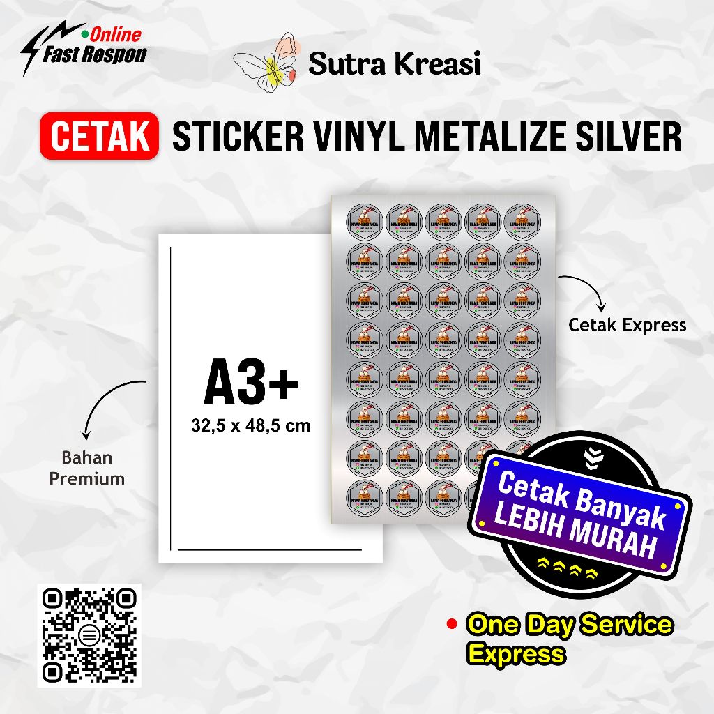 

Cetak sticker vinyl metalize silver A3+