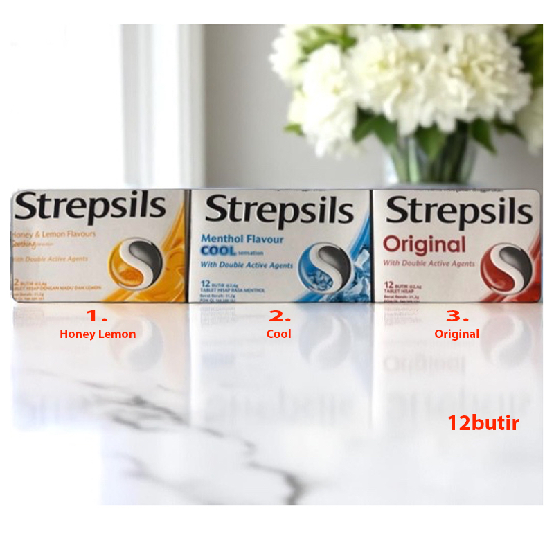 

Strepsils 12butir Menthol Flavour Honey Lemon Cool Original Sensation Permen Pelega Tenggorokan Sakit Strepsil 12pcs