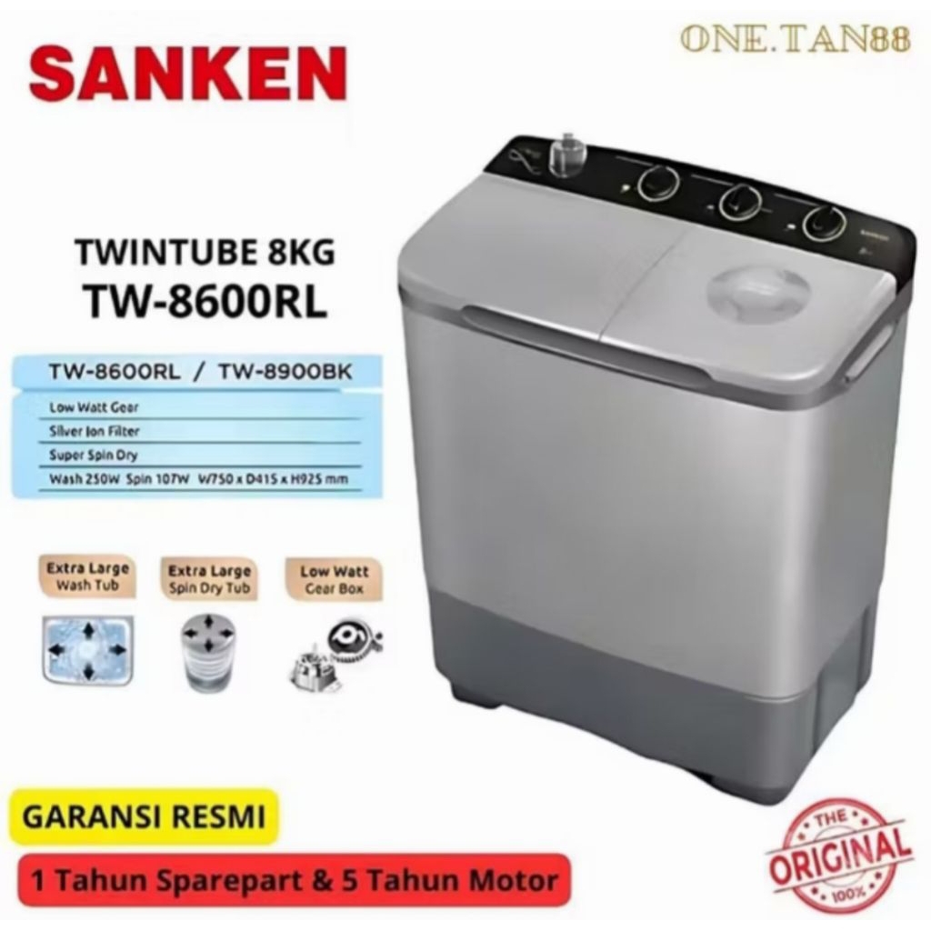 MESIN CUCI 2 TABUNG SANKEN 8KG TW-8600 TWINTUBE SANKEN 8KG MESIN CUCI SANKEN 8 KG 2 TABUNG SANKEN 8 