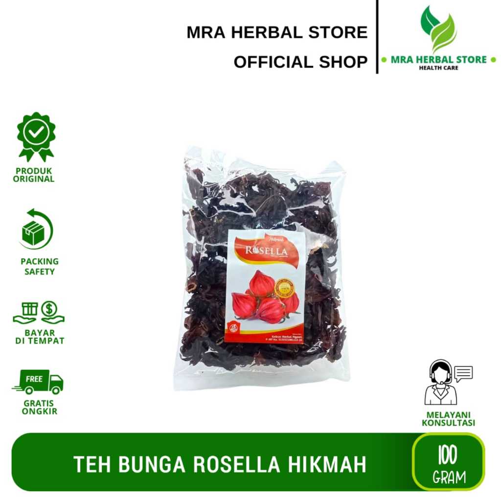 

Teh Herbal Bunga Rosela Merah I Minuman Herbal Teh Rosella Hikmah 100gr