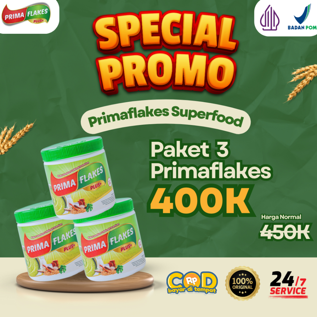 

PAKET 3 PRIMAFLAKES BUBUR GANDUM TALBINAH UNTUK KESEHATAN LAMBUNG, MAAG KRONIS, TUKAK LAMBUNG