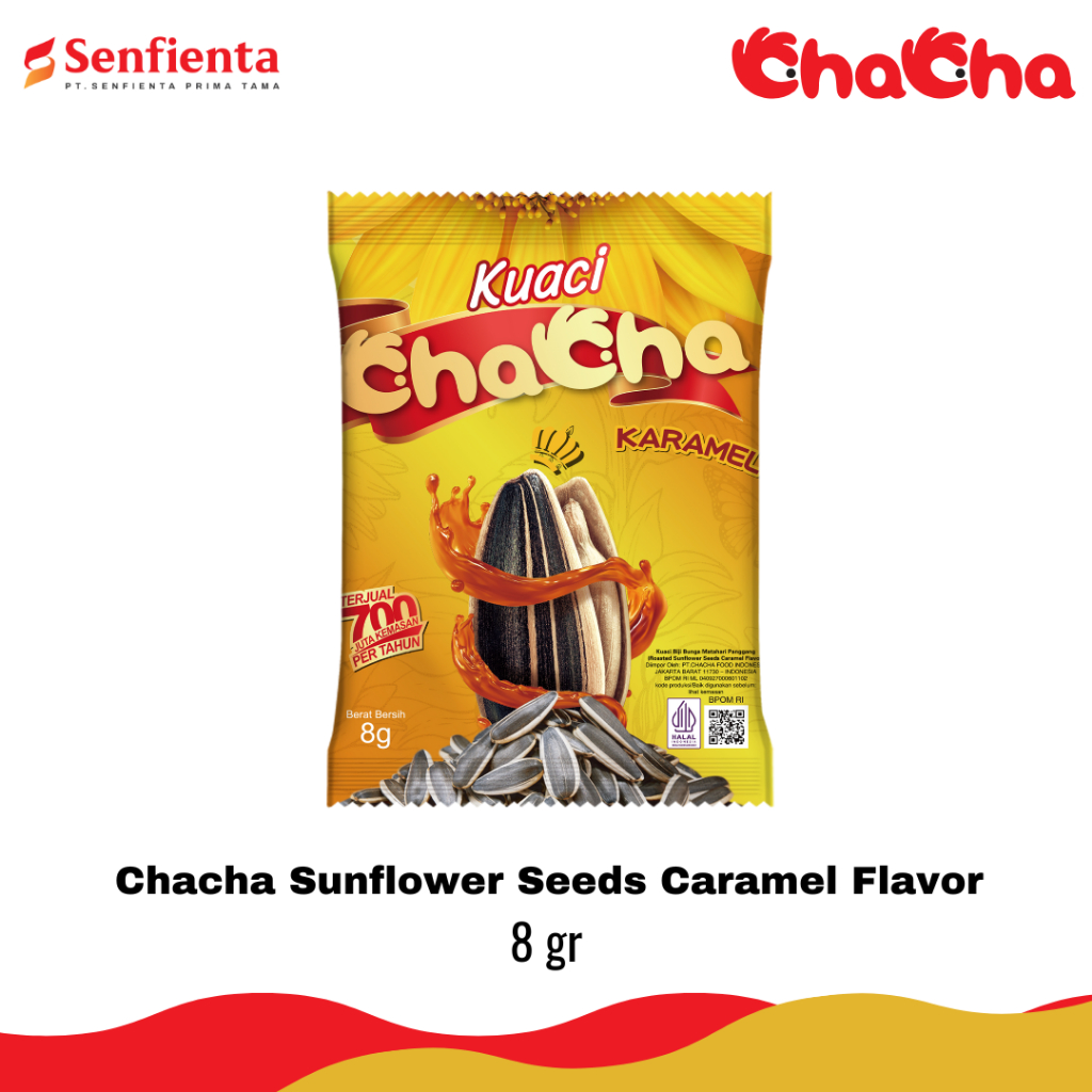 

ChaCha Sunflower Seeds Caramel Flavor 8gr | Kuaci Import | Rasa Karamel | Cemilan Sehat