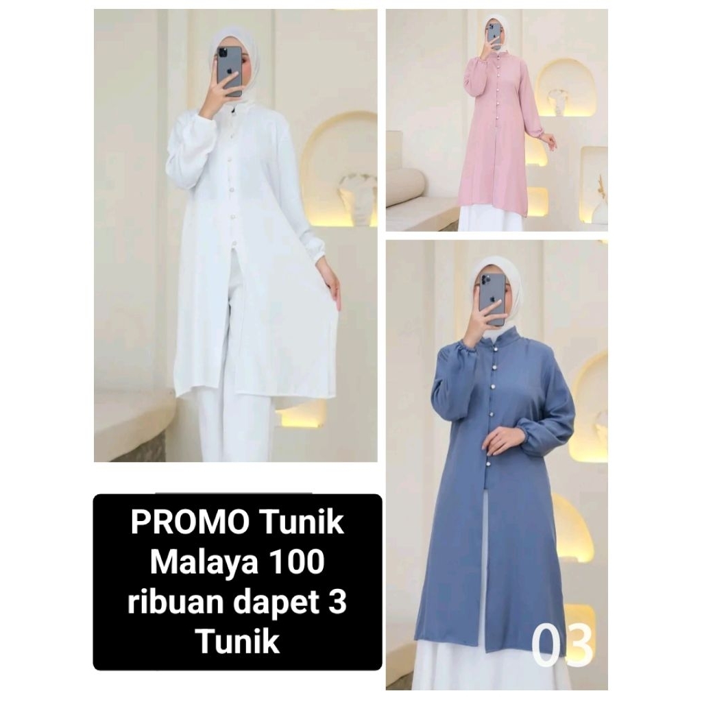 Promo Long Tunik Malaya 100 ribuan dapet 3 Tunik