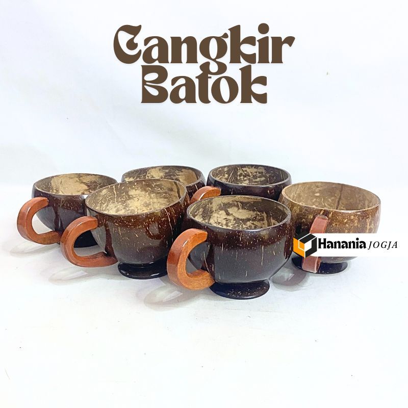 Cangkir Batok Kelapa Unik Handmade | Gelas Kopi Teh Estetik Kombinasi Kayu Glugu