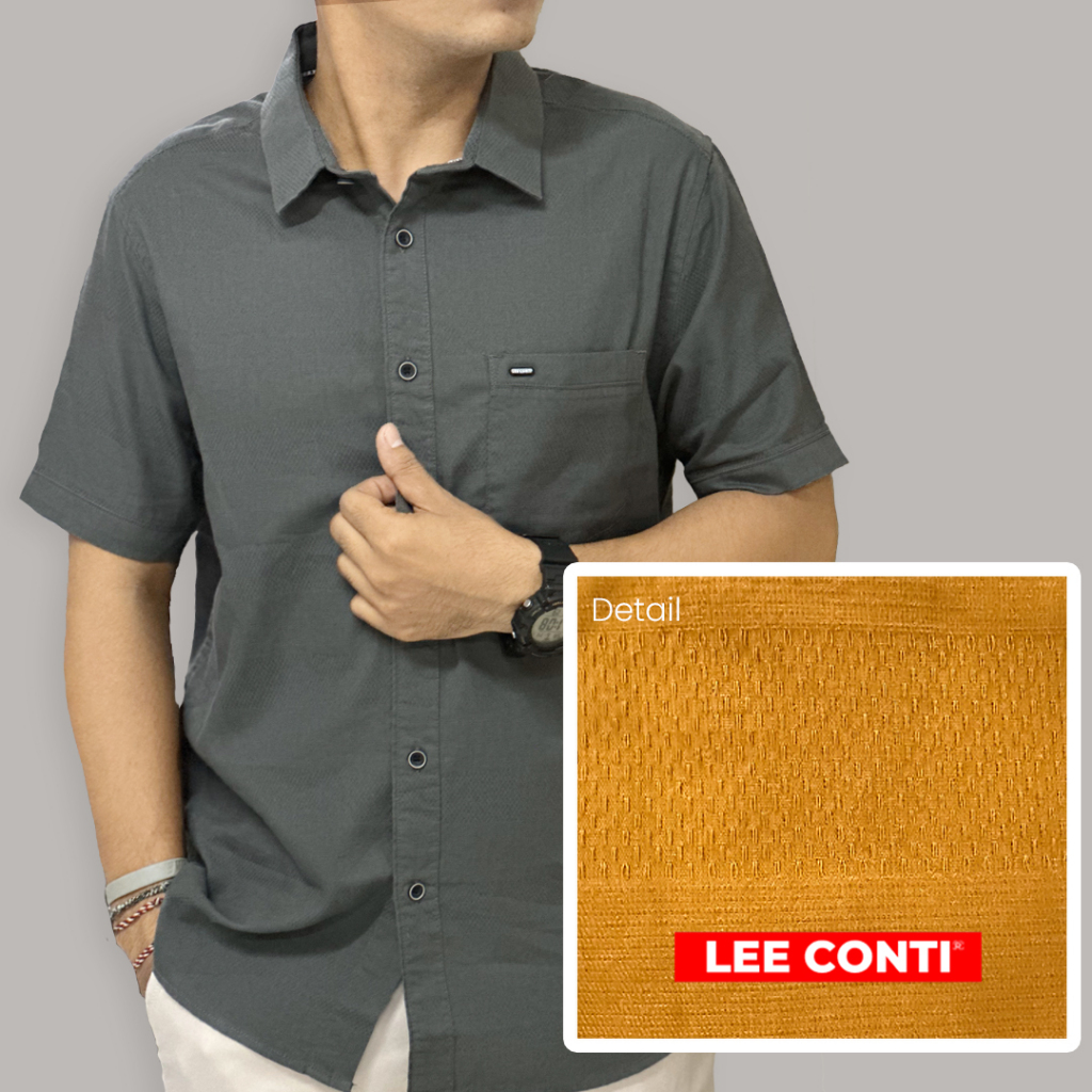 LEE CONTI Kemeja Pria Pendek Kerah Motif ( RDB )