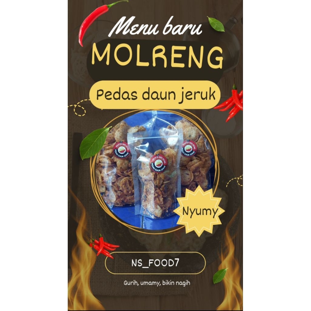 

Kripik MOLRENG Varian Pedas daun Jeruk 200gr