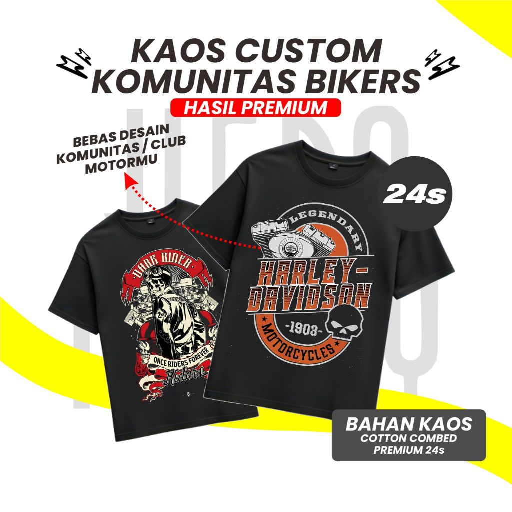 Heroninety - Custom Kaos Sablon Komunitas Bikers DTF Satuan 24's / Kaos Custom Satuan / Kaos Custom 