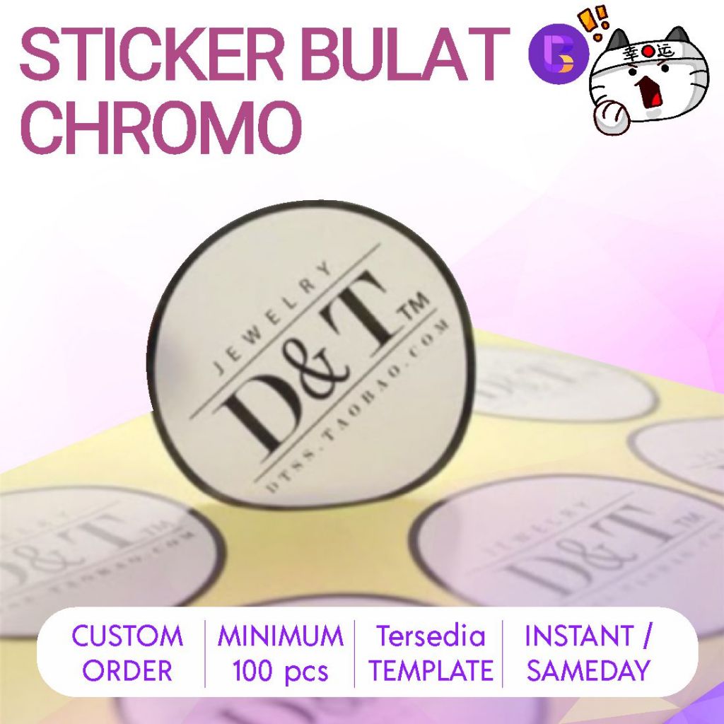 

Cetak Stiker Sticker Label BULAT CHROMO Non Waterproof SUDAH CUTTING Toko Olshop Kue Bakery Parfum pisang es kul kul Kemasan Produk Custom Imlek Lebaran TERMURAH BISA COD