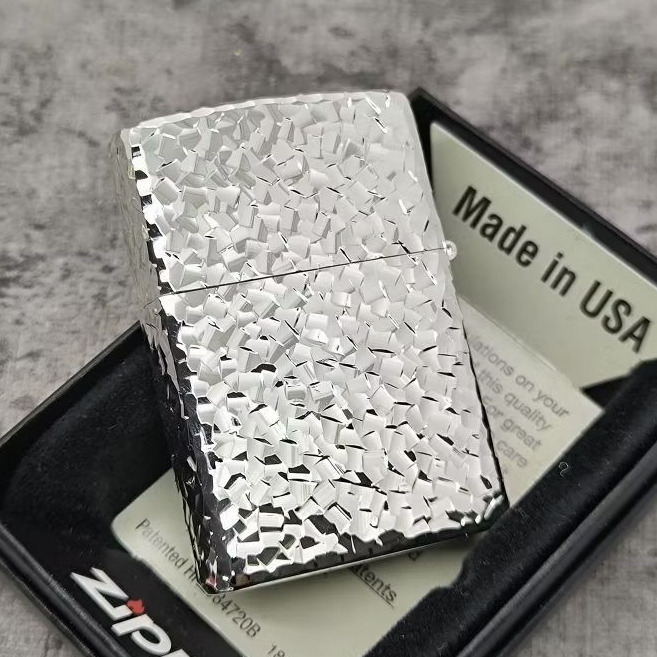 Zippo Ice Crushed Pattern Silver Plated Original