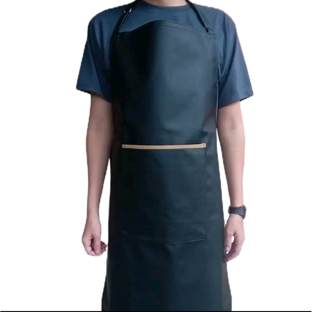 Celemek anti air dan minyak-bahan kulit sintetis-apron jumbo polos-celemek masak murah