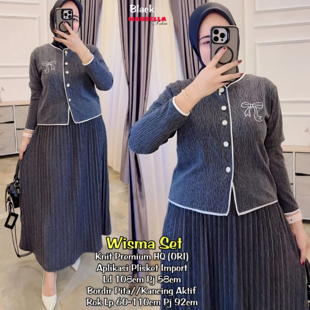 Wisma Set/Baju Setelan Rok Plisket/Baju Setelan Wanita/Baju Setelan Dewasa/Baju Setelan Remaja/Baju 