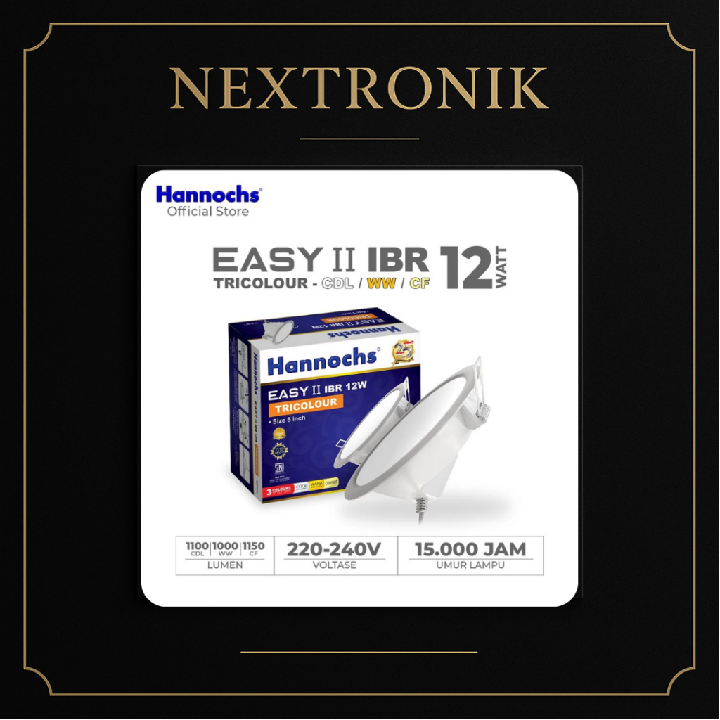 Lampu Downlight Easy II Bulat 12 Watt Tricolour Hannochs