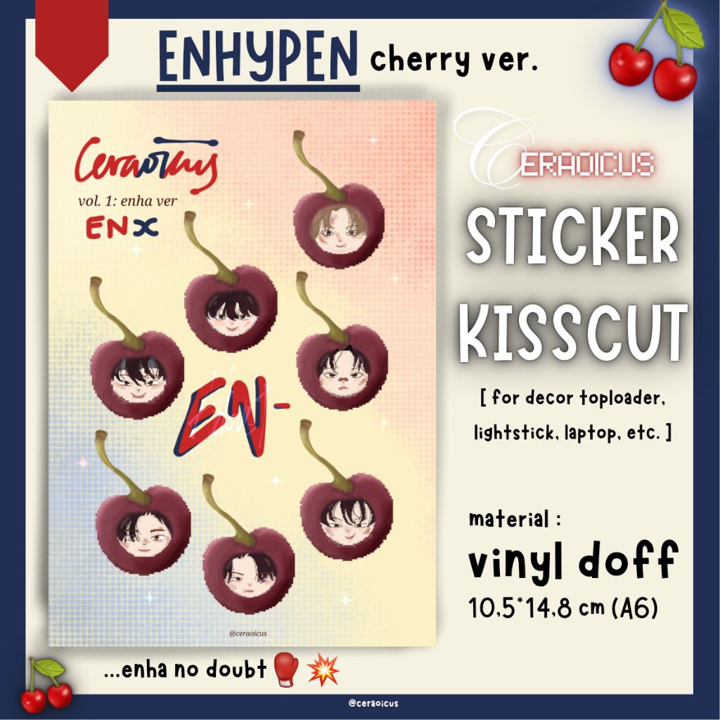 [ceraoicus] Sticker Kisscut KPOP ENHYPEN cherry ver. | Vinyl doff, STICKER for Decor toploader, ligh