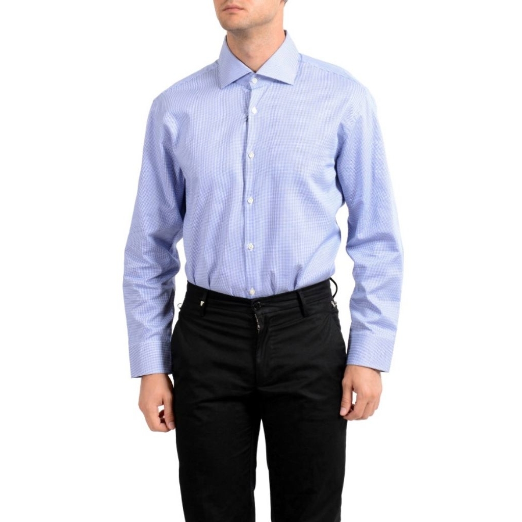 Hugo Boss Men's "Miles US" Sharp Fit Plaid Long Sleeve Dress Shirt
