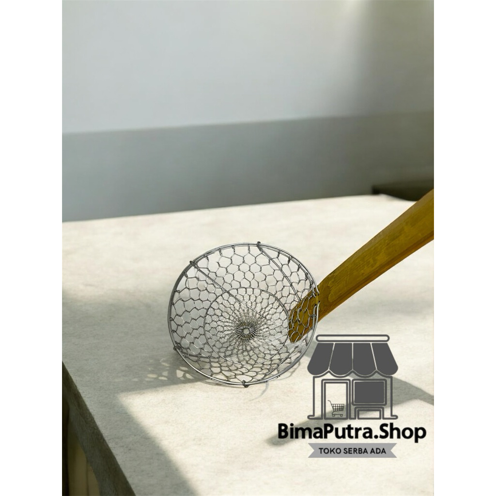 Saringan Mie ayam / Serok Mie ayam baso Kawat gagang Kayu