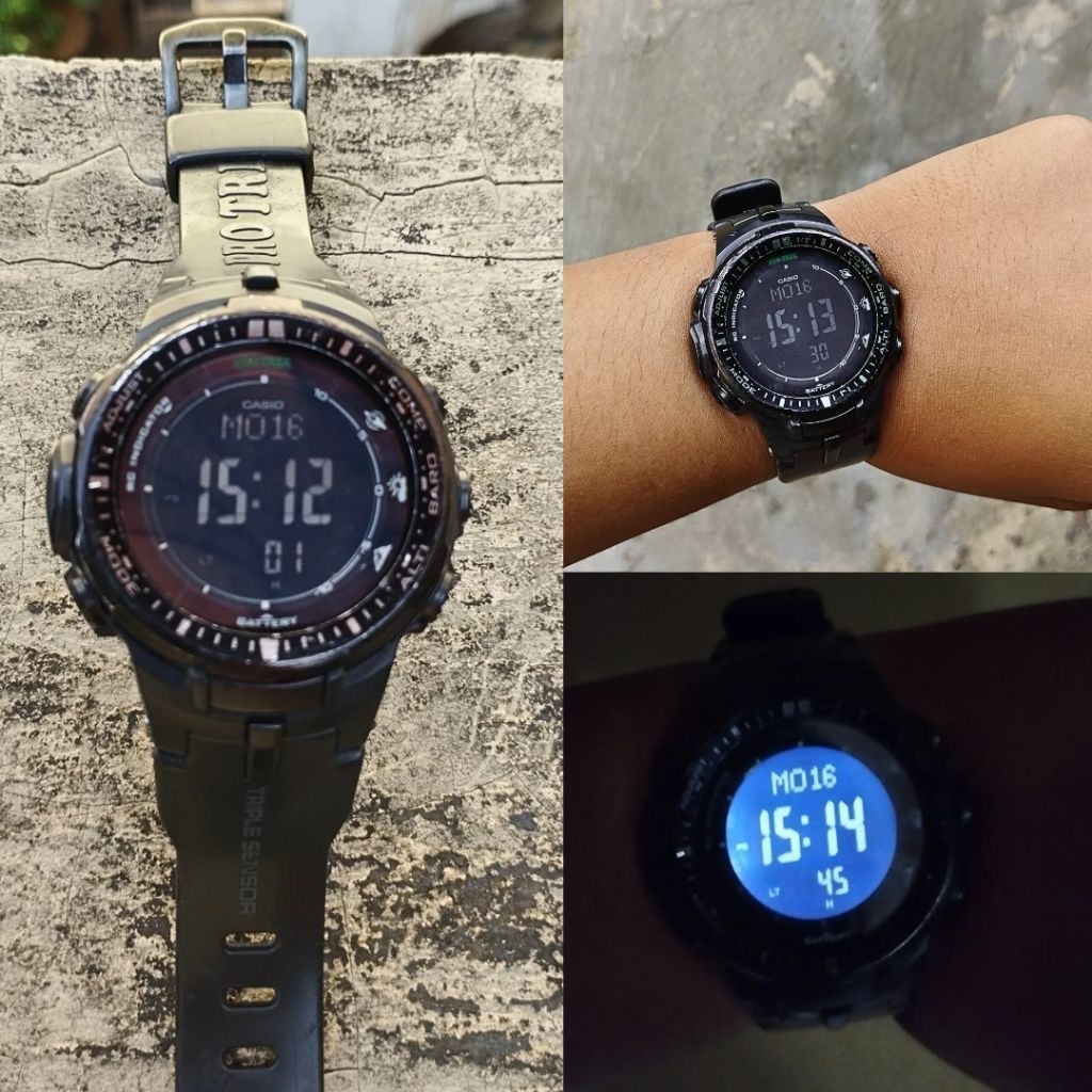 Jam tangan Casio Protrek PRW-3000 Triple Sensor Toughsolar no G shock