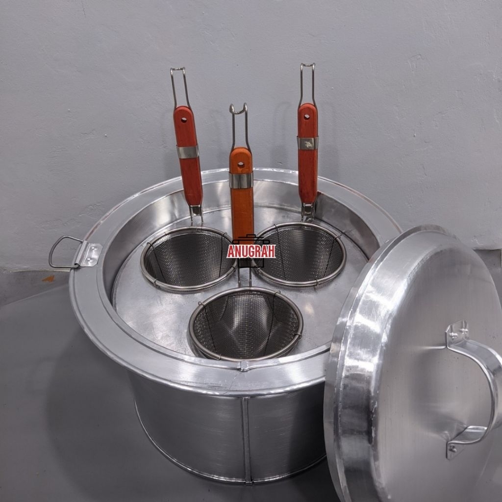 Panci Dandang Mie Ayam Kocok Alumunium Lubang 3-5 Alumunium Tebal Anti Karatan