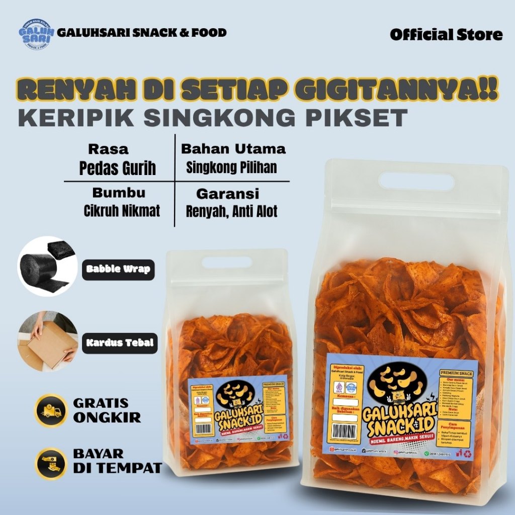 

Galuhsari - kripik Singkong Pikset Kriwil Sultan Kiloan Pedas Renyah Bumbu Cikruh Praktis Nikmat